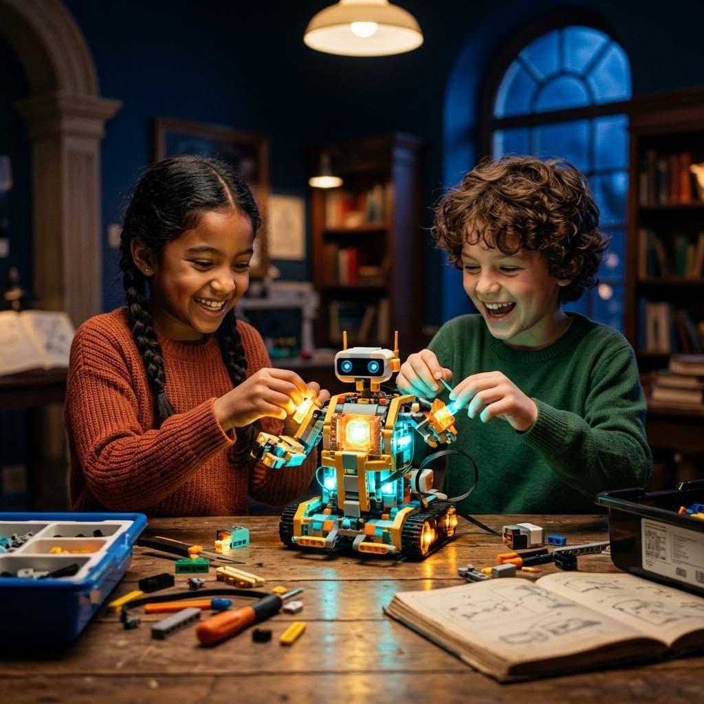 Children building robotics